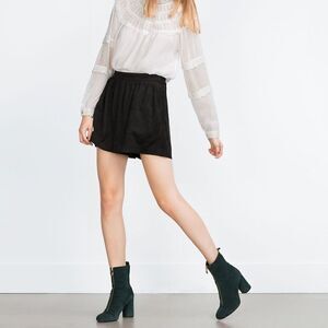 Zara Black Faux Suede Shorts